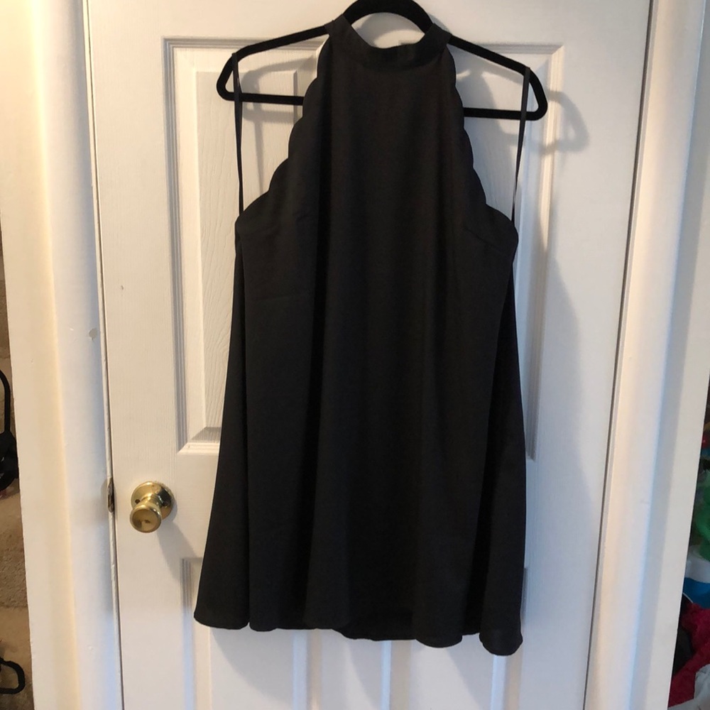 Black Halter neck dress with scallop edge